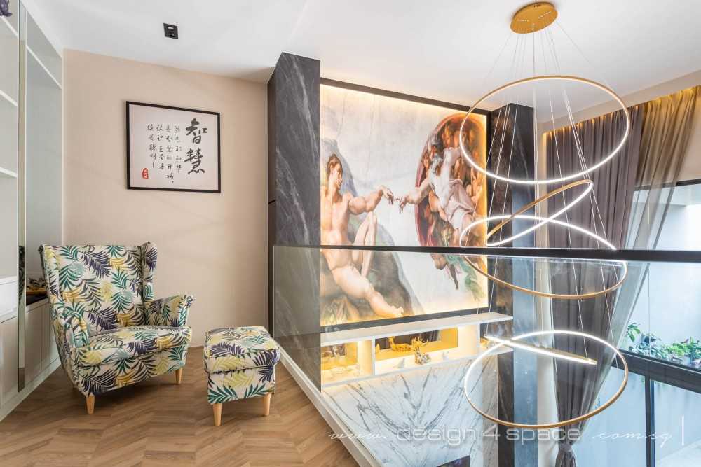 Modern Hallway with Feature Wall and Ceiling Light