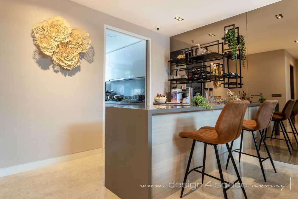 Modern Wine Cellar with Mirror and Bar Counter