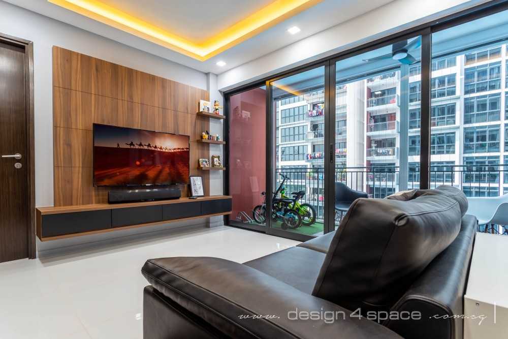Contemporary Living Room with TV Console and Feature Wall