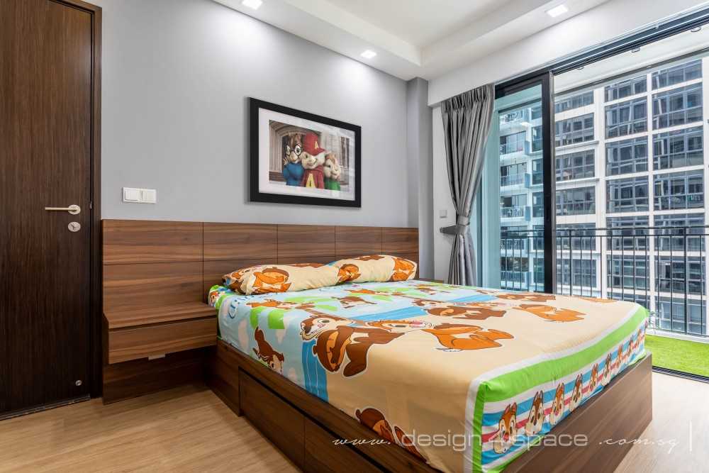 Contemporary Bedroom with Built-in Bed and Curtain