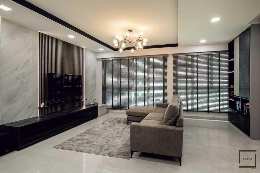 Contemporary Living Room with Vinyl Flooring and TV Console