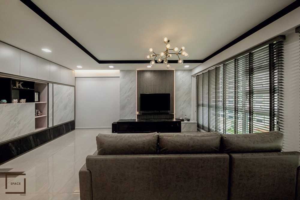 Contemporary Living Room with Vinyl Flooring and TV Console