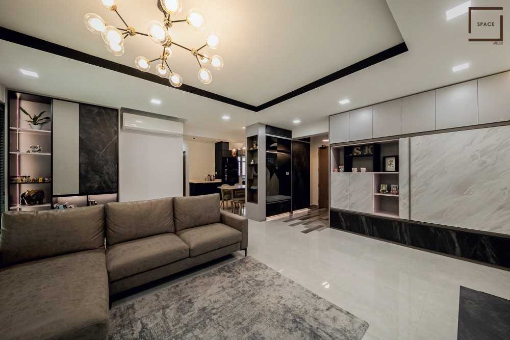 Contemporary Living Room with Vinyl Flooring and Carpet