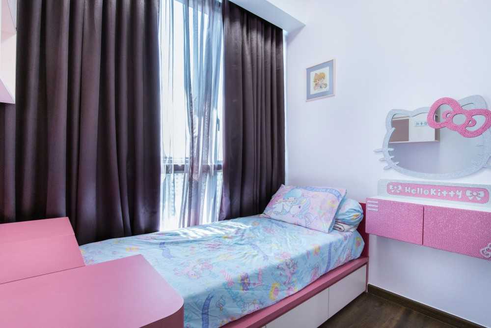 Contemporary Kids Room with Platform Bed and Built-in Bed