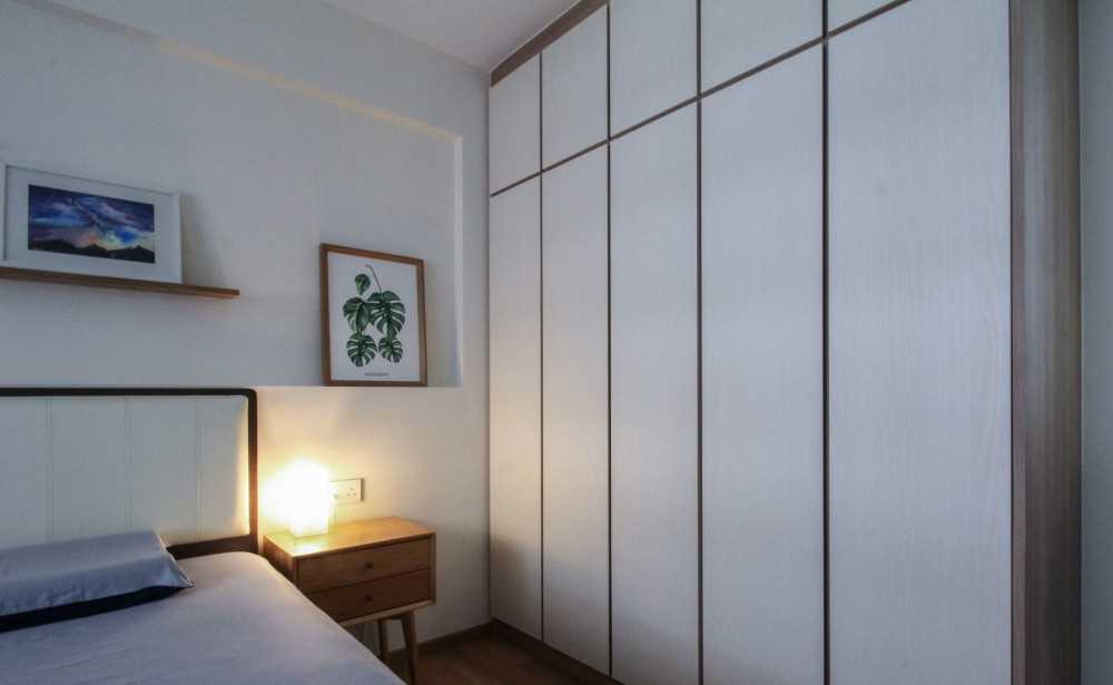 Scandinavian Bedroom with Vinyl Flooring and Wardrobe