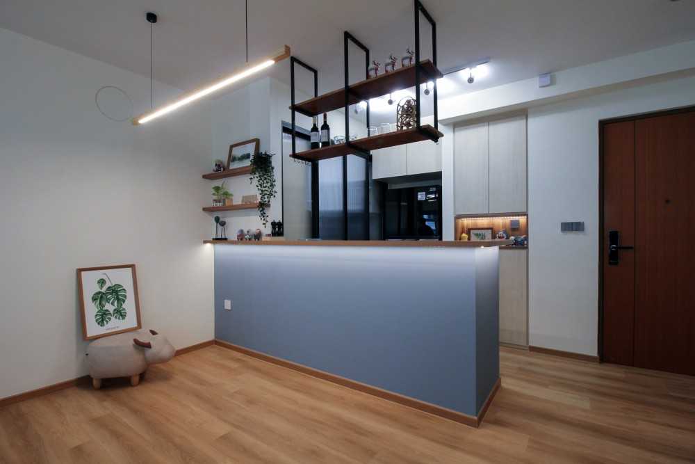 Scandinavian Dining Room with Drop Light and Cove Lighting