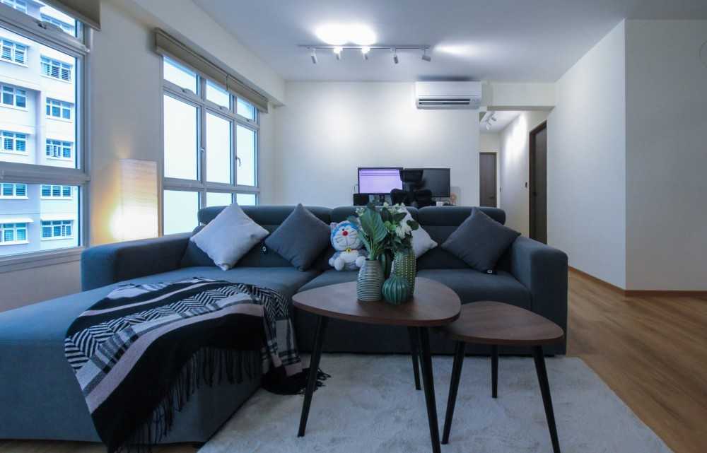 Scandinavian Living Room with Vinyl Flooring and Sofa