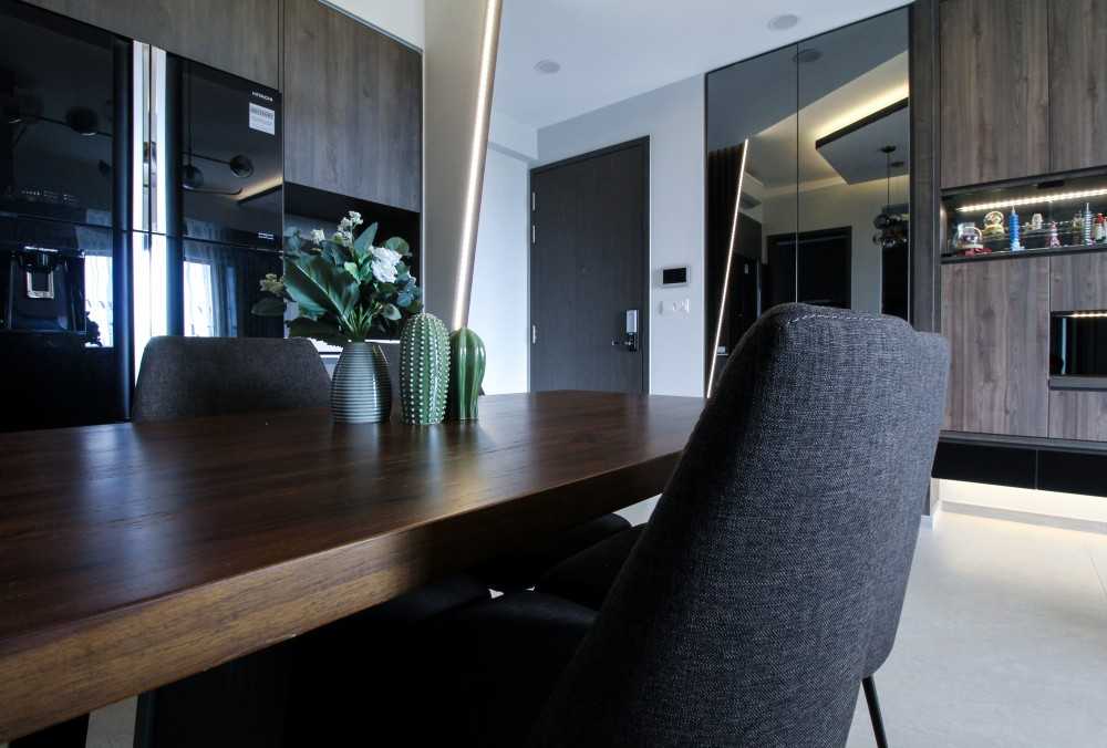 Modern Dining Room with Cove Lighting and Ceiling Light