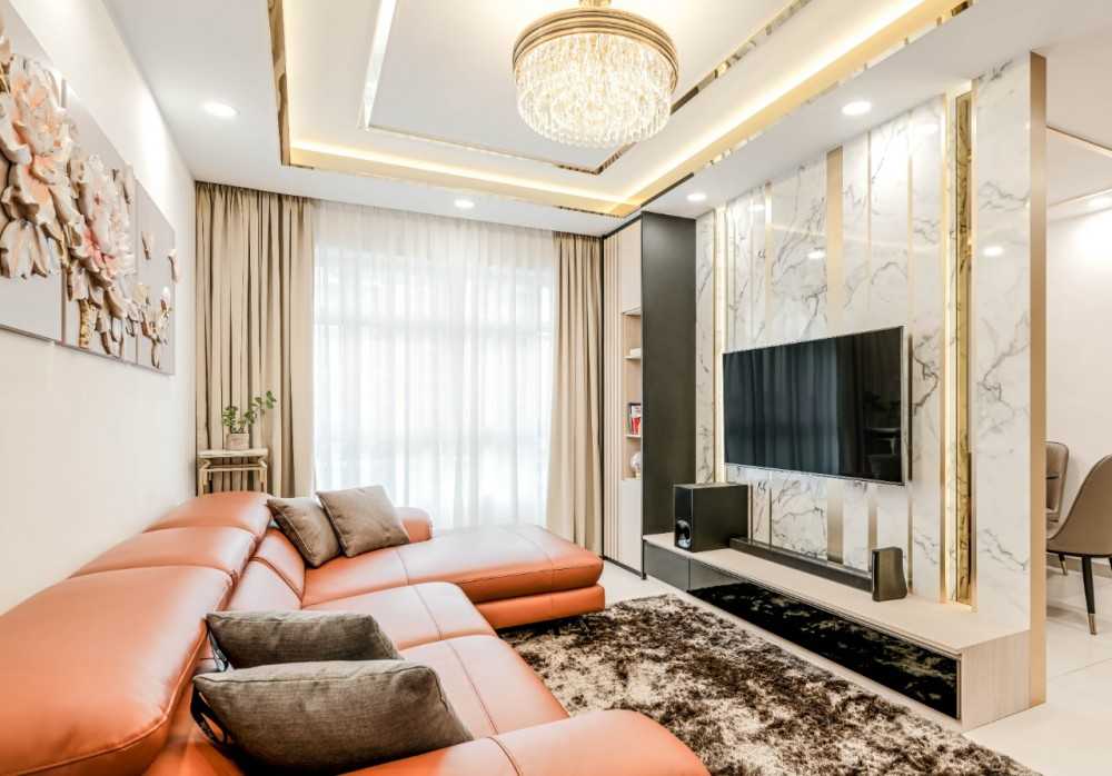 Modern Living Room with Feature Wall and Carpet