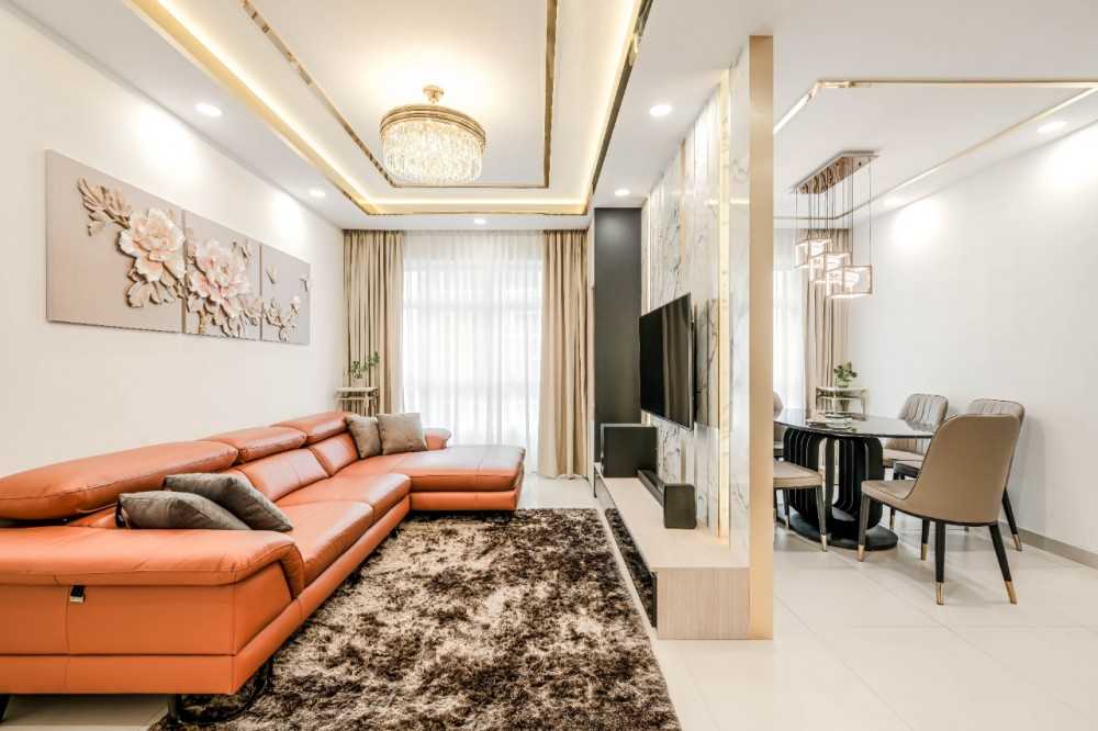 Modern Living Room with Feature Wall and Carpet