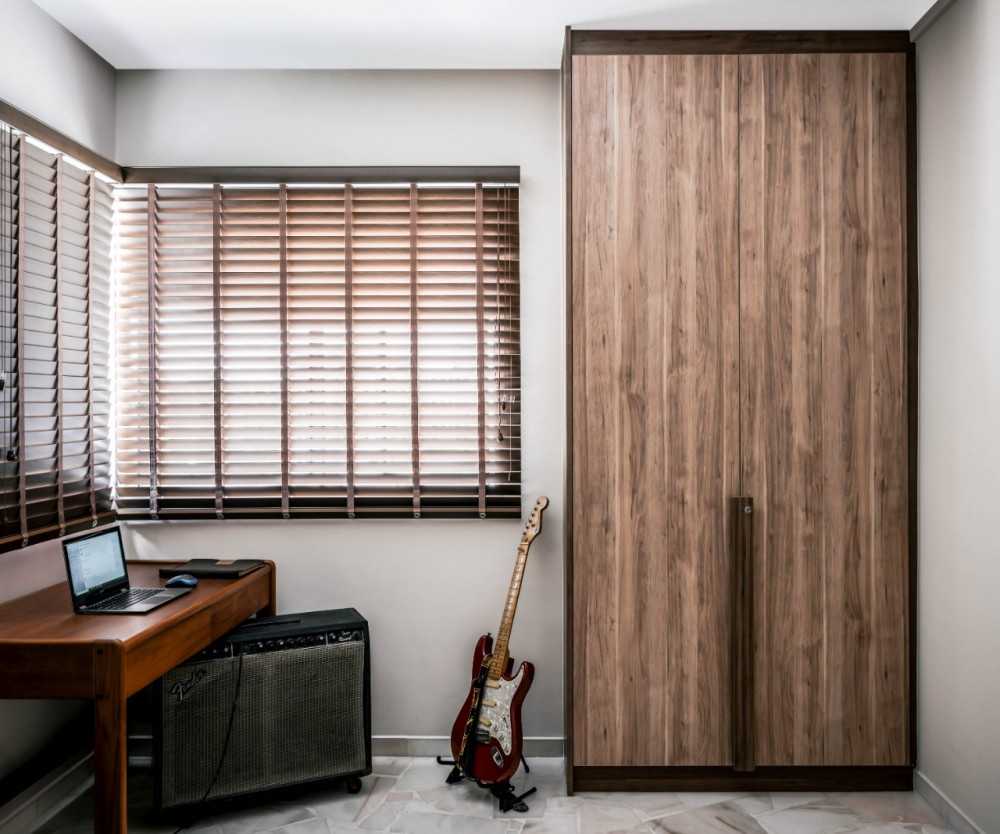 Vintage Home Office with Desk and Storage Cabinets