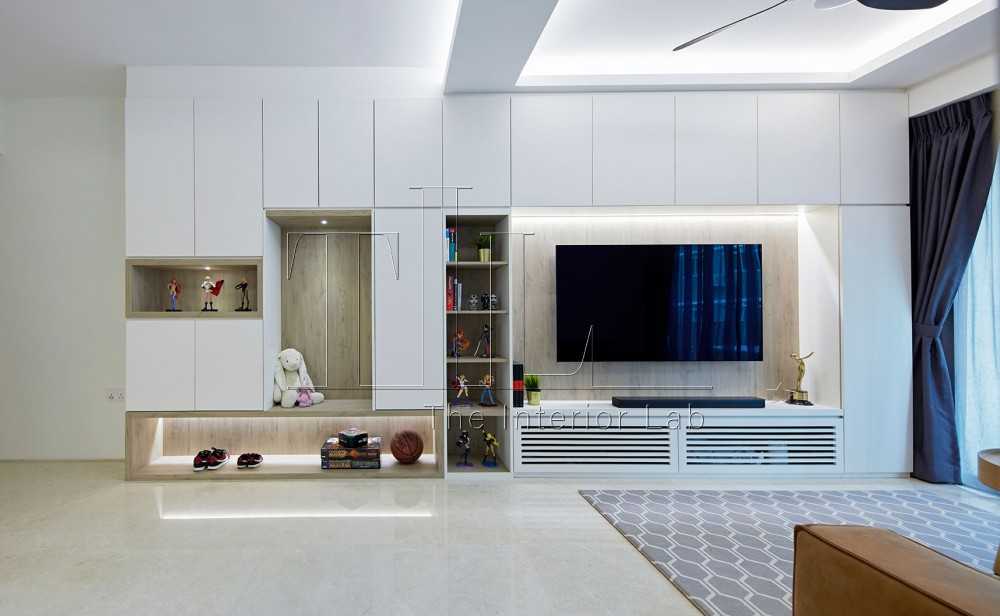 Modern Living Room with TV Console and Feature Wall