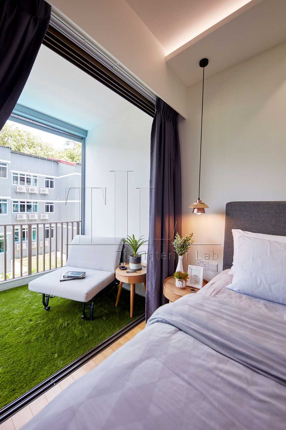 Modern Bedroom with Wood Flooring and Cove Lighting