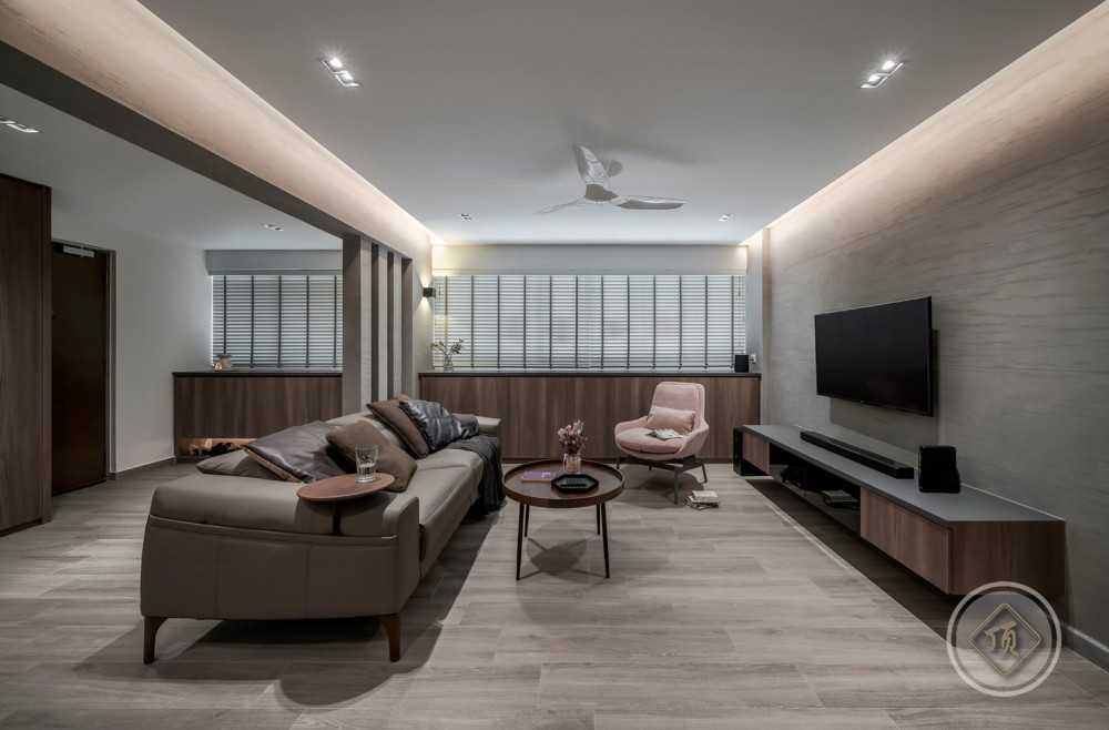 Modern Dining Room with Drop Light and Stools