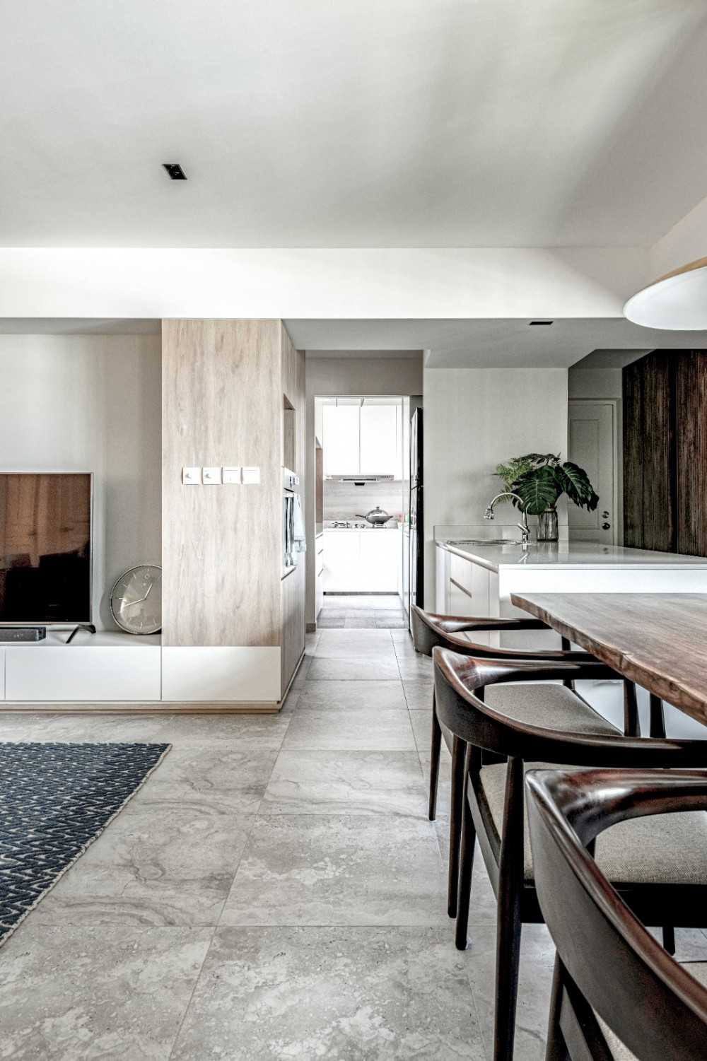 Contemporary Living Room with TV Console and TV