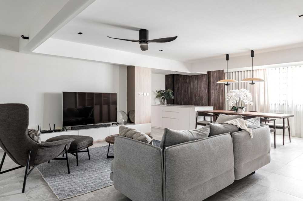 Contemporary Living Room with TV Console and Sofa