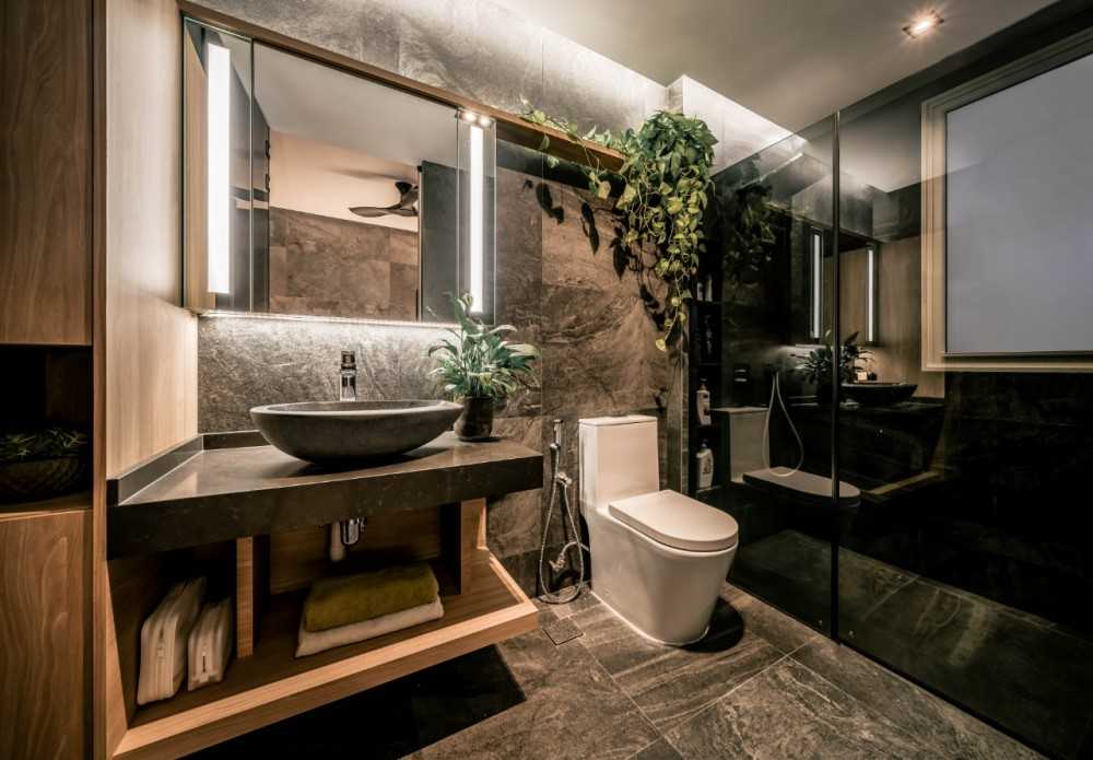 Scandinavian Bathroom with Mirror and Bathroom Mirrors