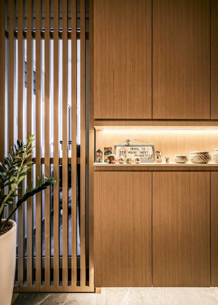 Scandinavian Bedroom with Storage Cabinets and Lighting