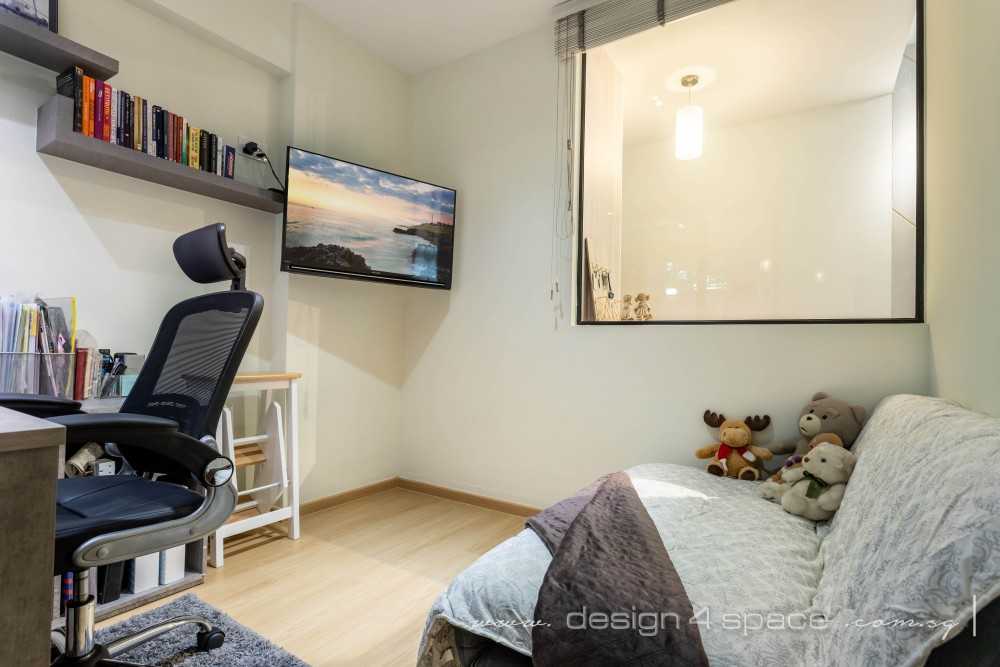 Scandinavian Home Office with Bookshelf and Desk