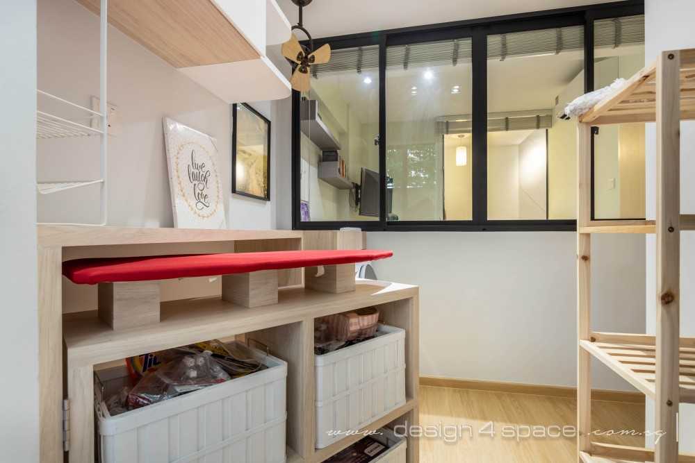 Scandinavian Foyer with Paintings and Ironing Board