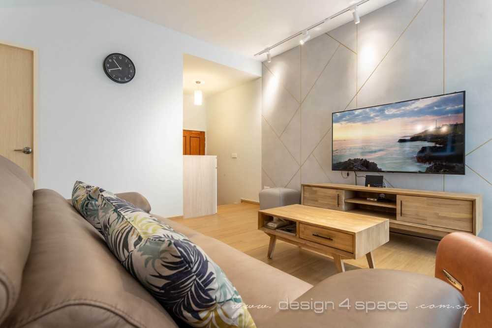 Scandinavian Living Room with TV Console and Feature Wall