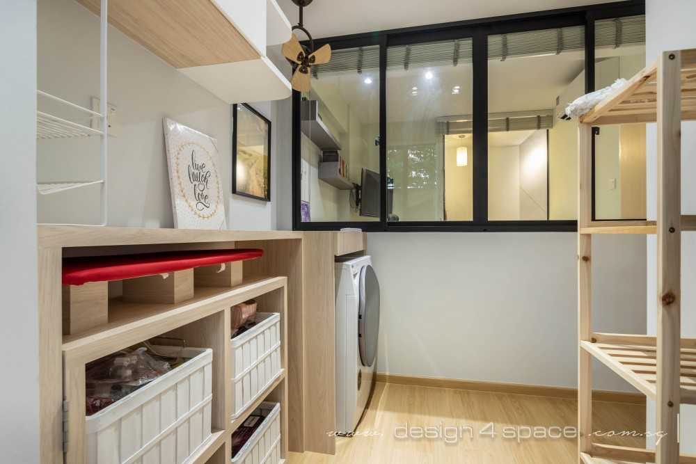 Scandinavian Service Yard with Washing Machine and Laundry Area