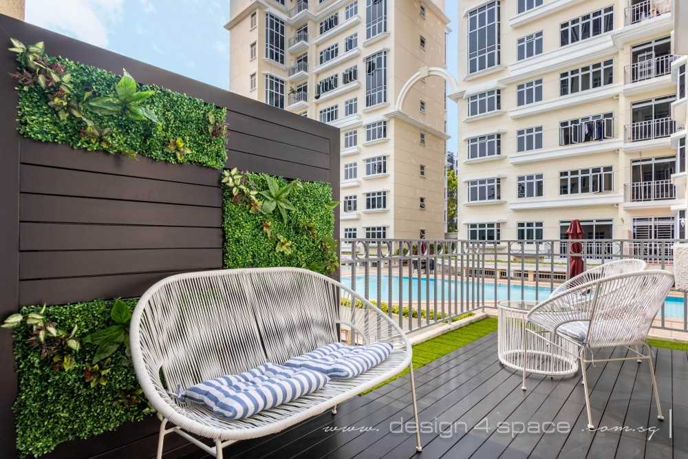 Scandinavian Balcony with Outdoor Table and Seating Bench