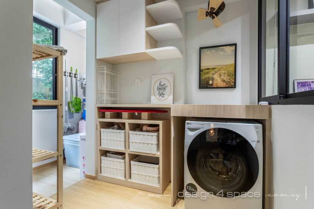 Scandinavian Service Yard with Washing Machine and Laundry Area