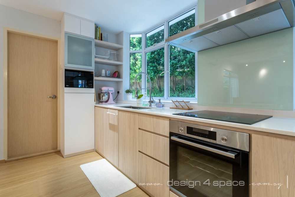 Scandinavian Kitchen with Vinyl Flooring and Kitchen Window