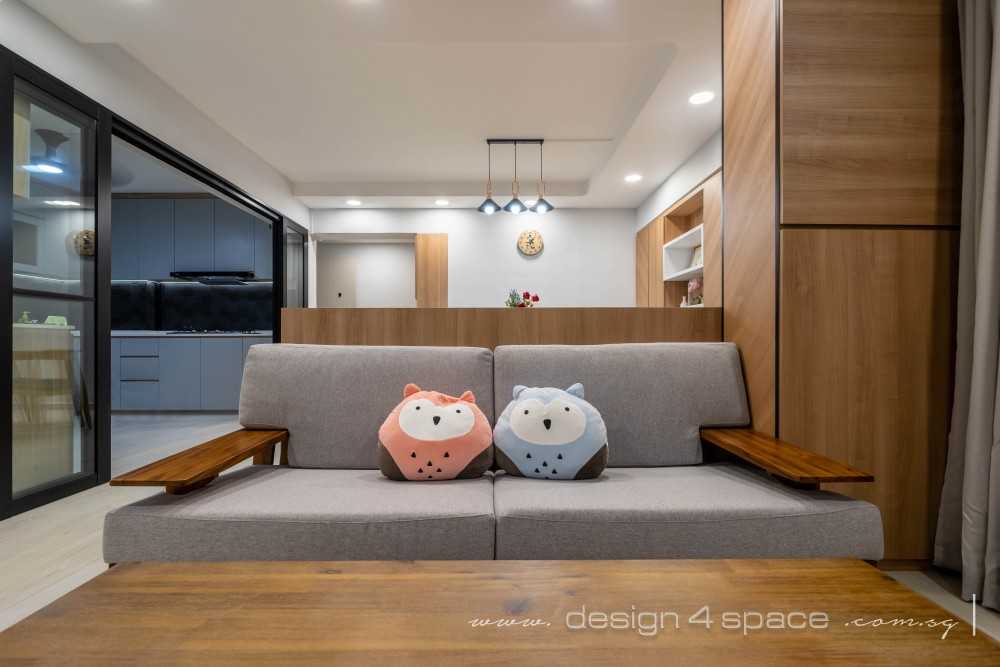 Contemporary Living Room with TV Console and Cove Lighting