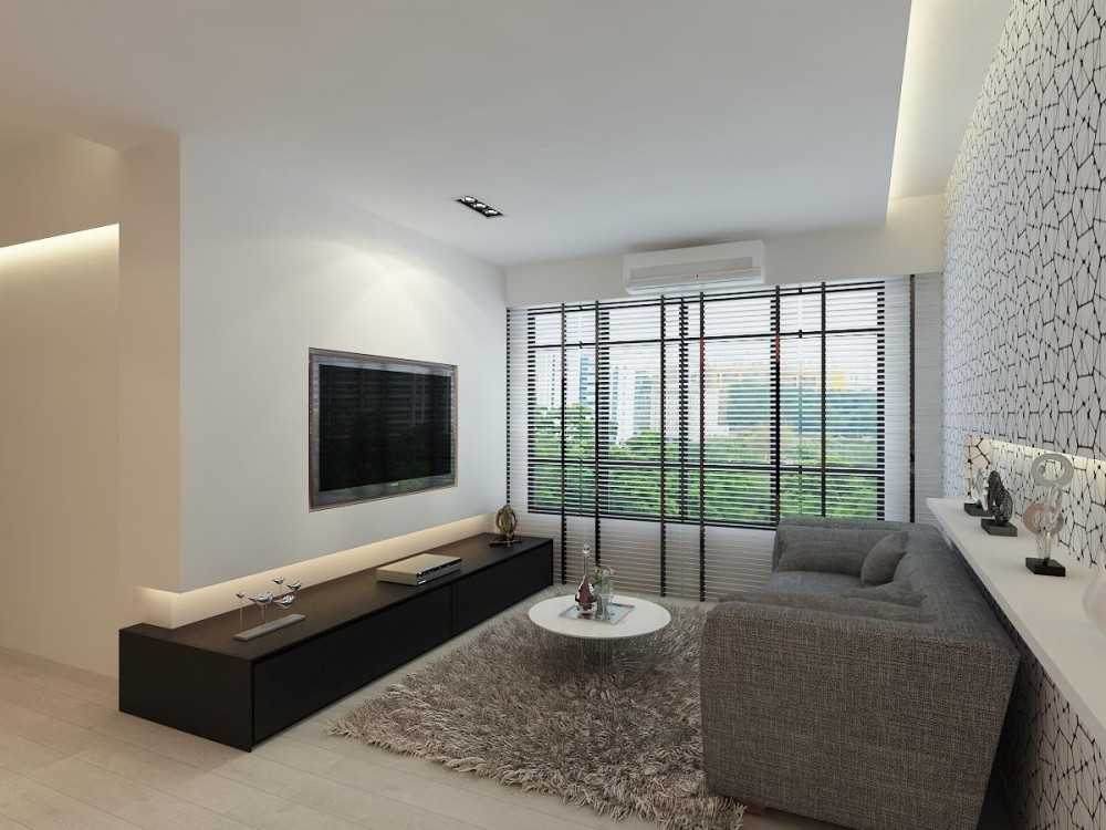 Modern Living Room with TV Console and Feature Wall