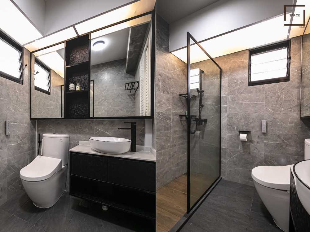 Minimalist Bathroom with Mirror and Shower Screen