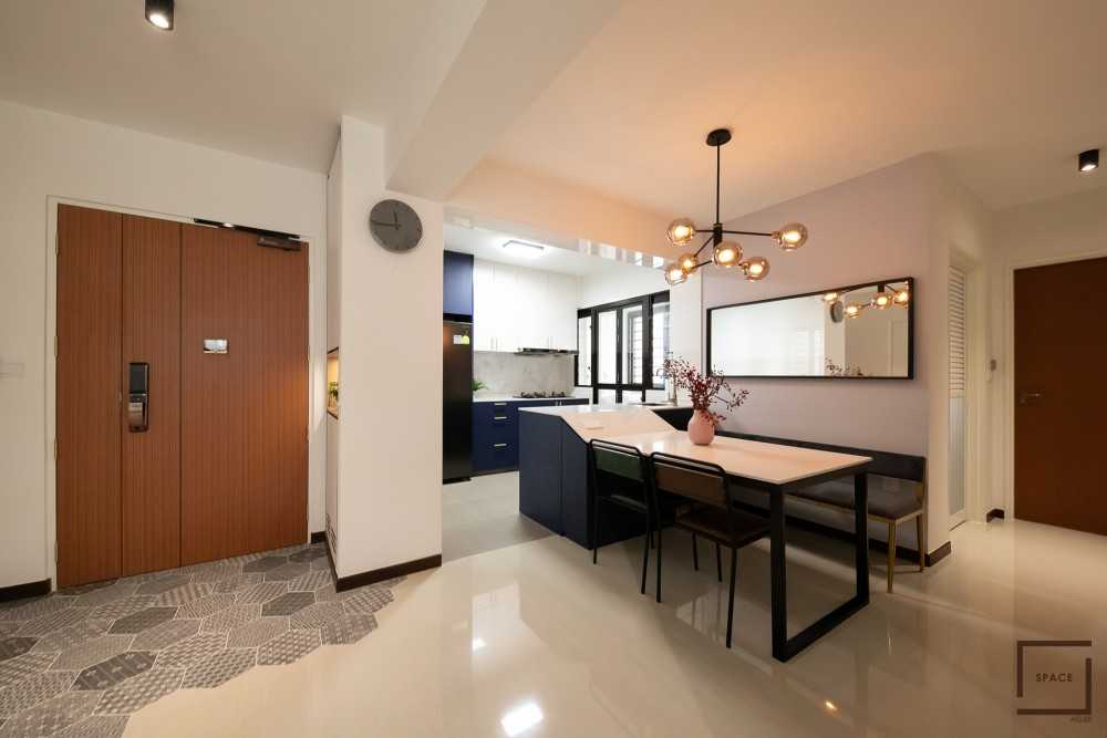 Minimalist Kitchen with Cupboard and Open Kitchen