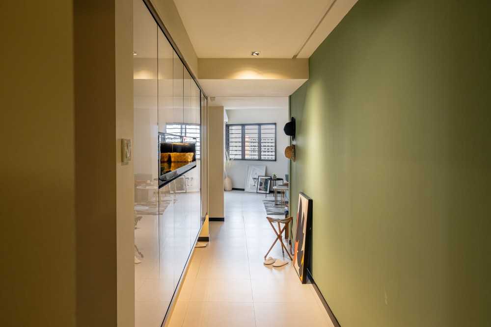 Modern Hallway with Artwork and Downlights