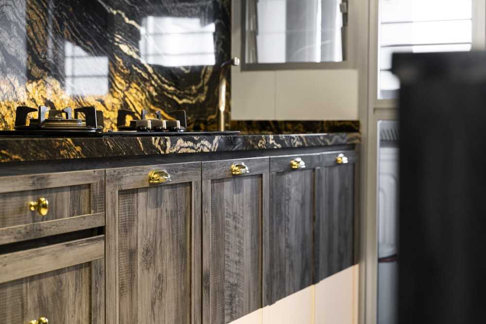 Asian Kitchen with Countertop and Kitchen Window