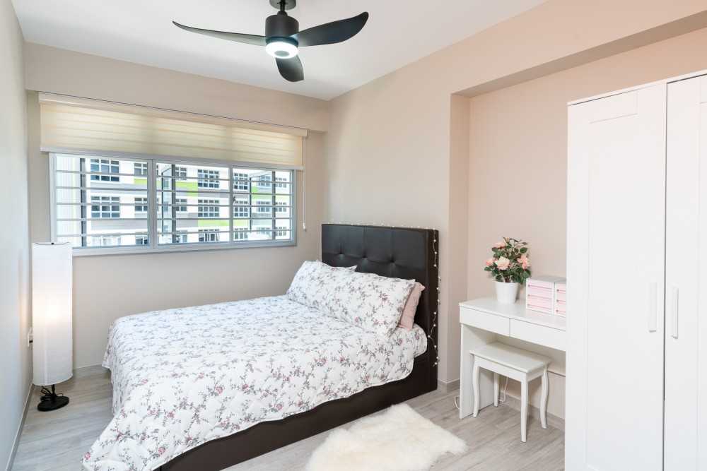 Transitional Bedroom with Wood Flooring and Wardrobe