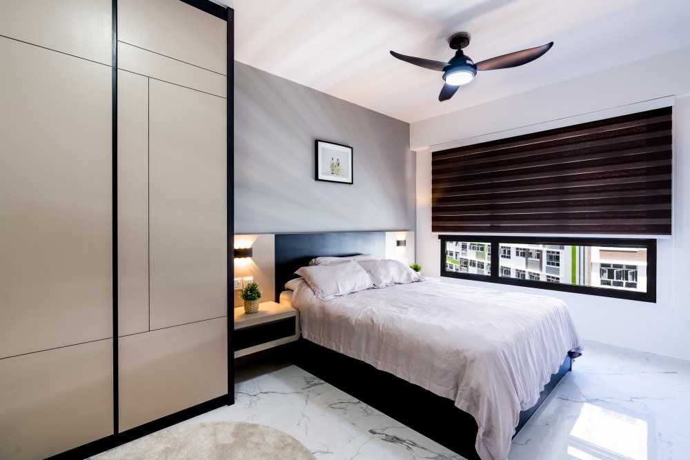 Contemporary Bedroom with Marble Floor and Wardrobe