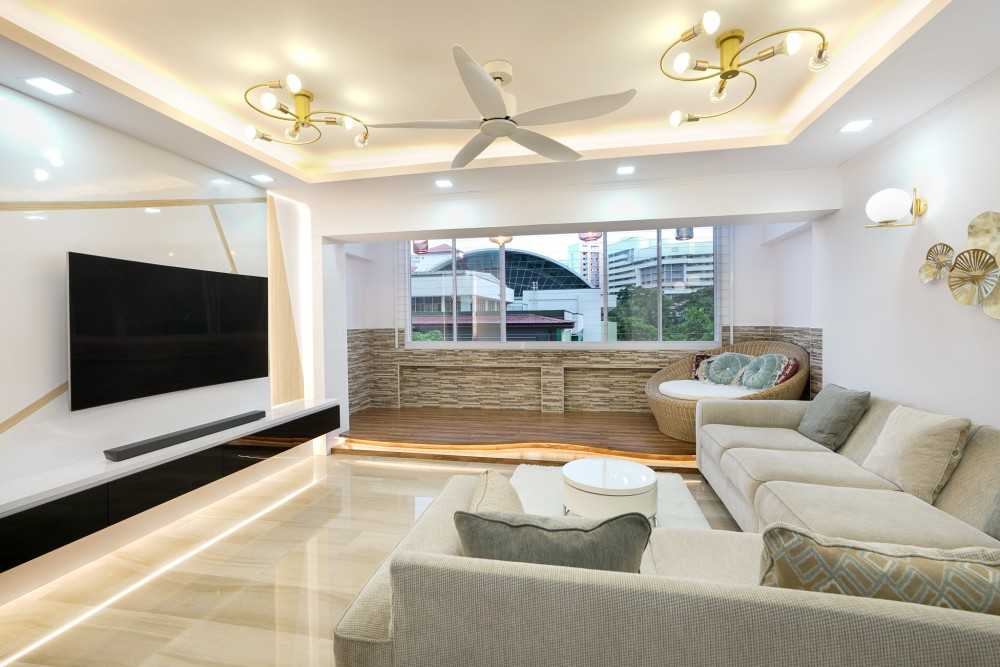 Modern Living Room with TV Console and Feature Wall