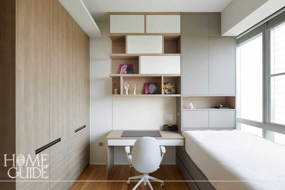 Scandinavian Bedroom with Lamps and Blinds