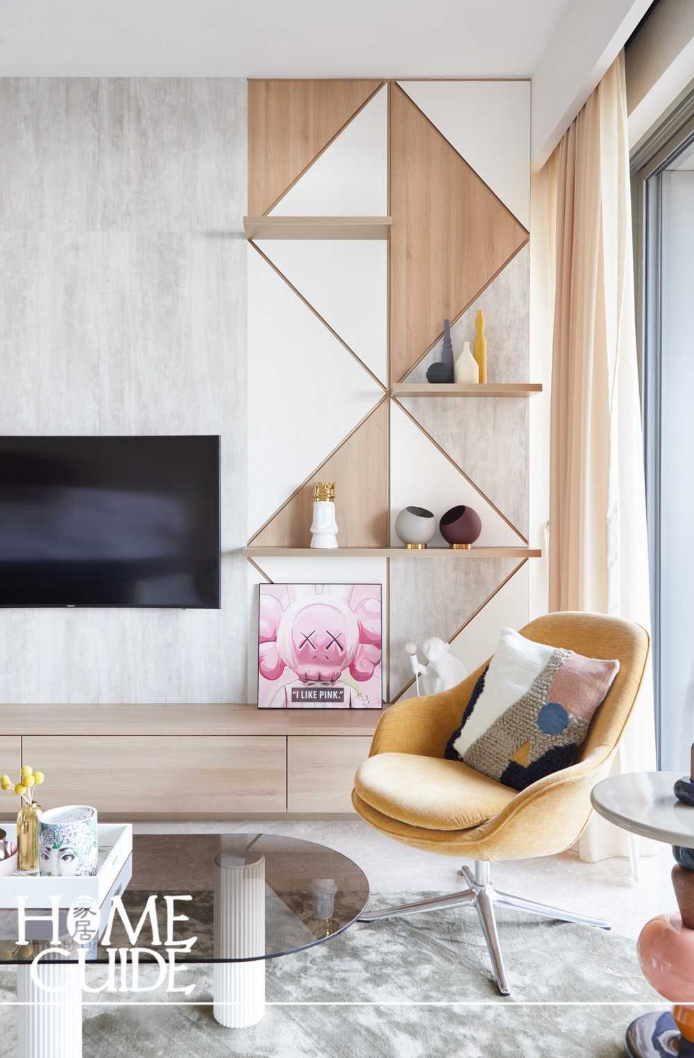 Scandinavian Living Room with TV Console and Sofa