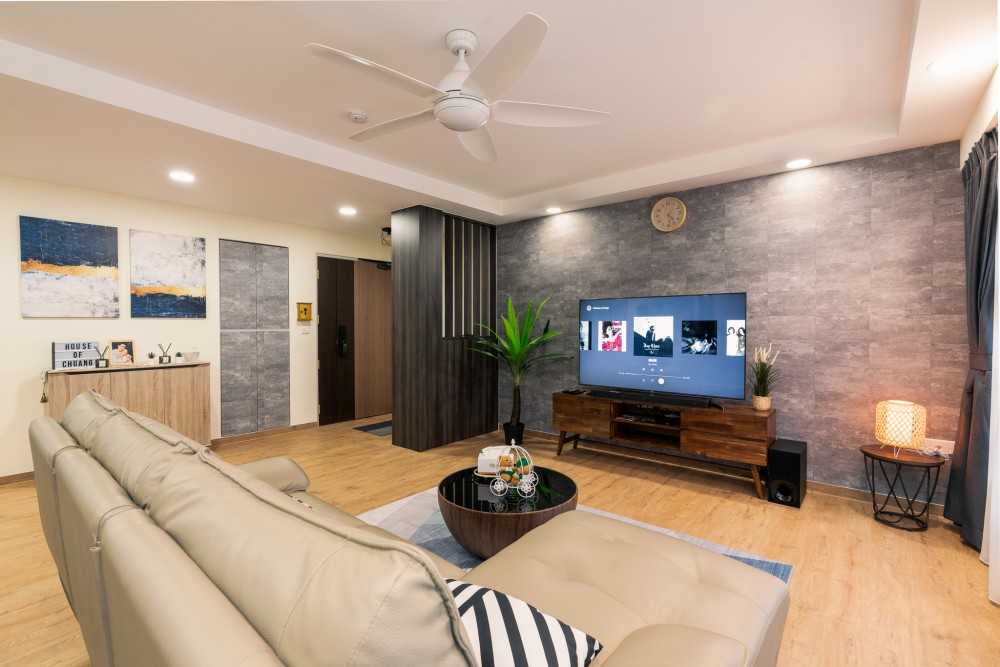 Modern Living Room with TV Console and Artwork