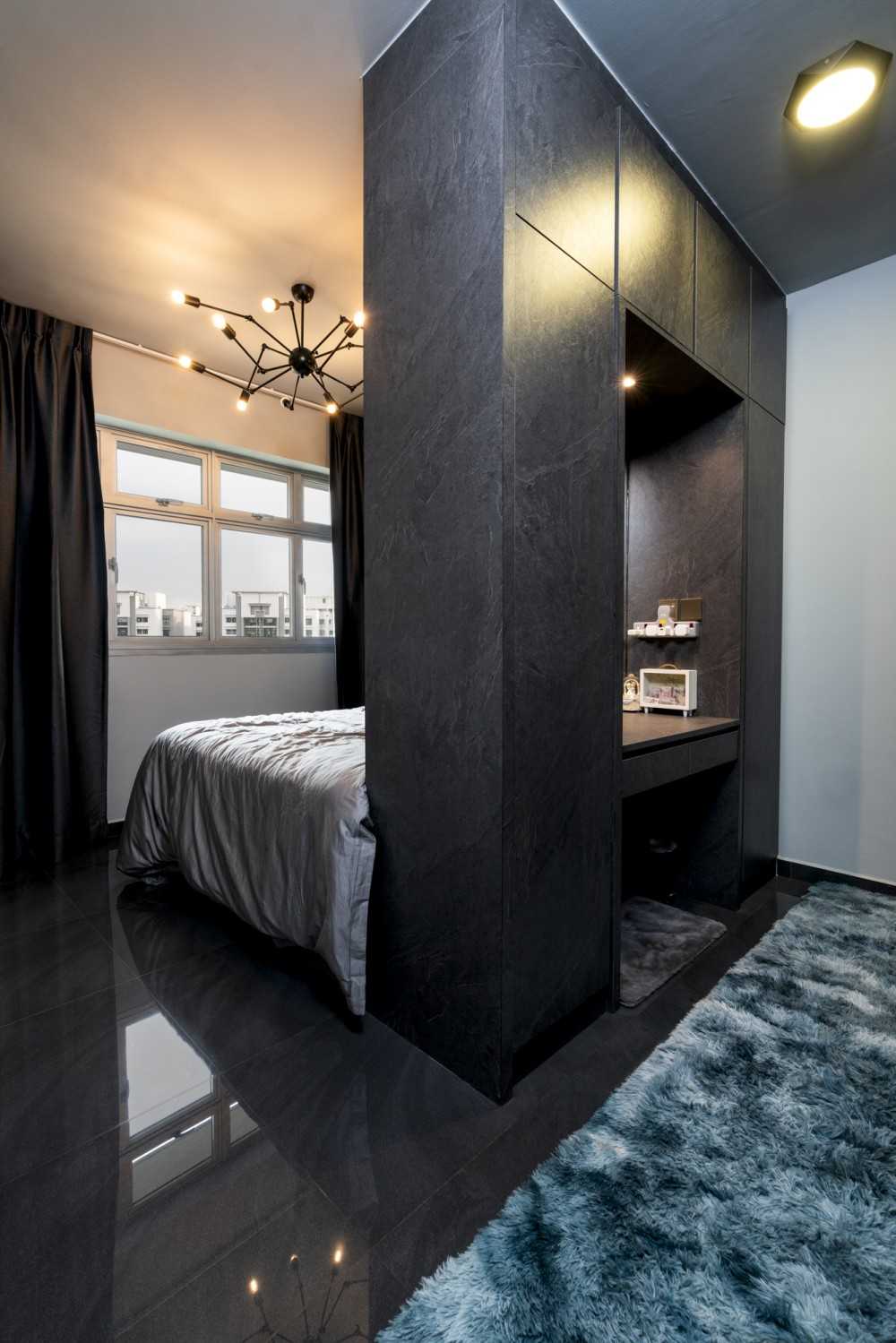 Contemporary Bedroom with Drop Light and Wardrobe