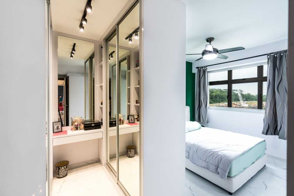 Scandinavian Bedroom with Mirror and Wardrobe