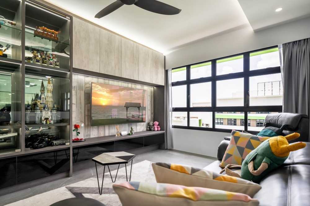 Contemporary Living Room with Feature Wall and Armchairs