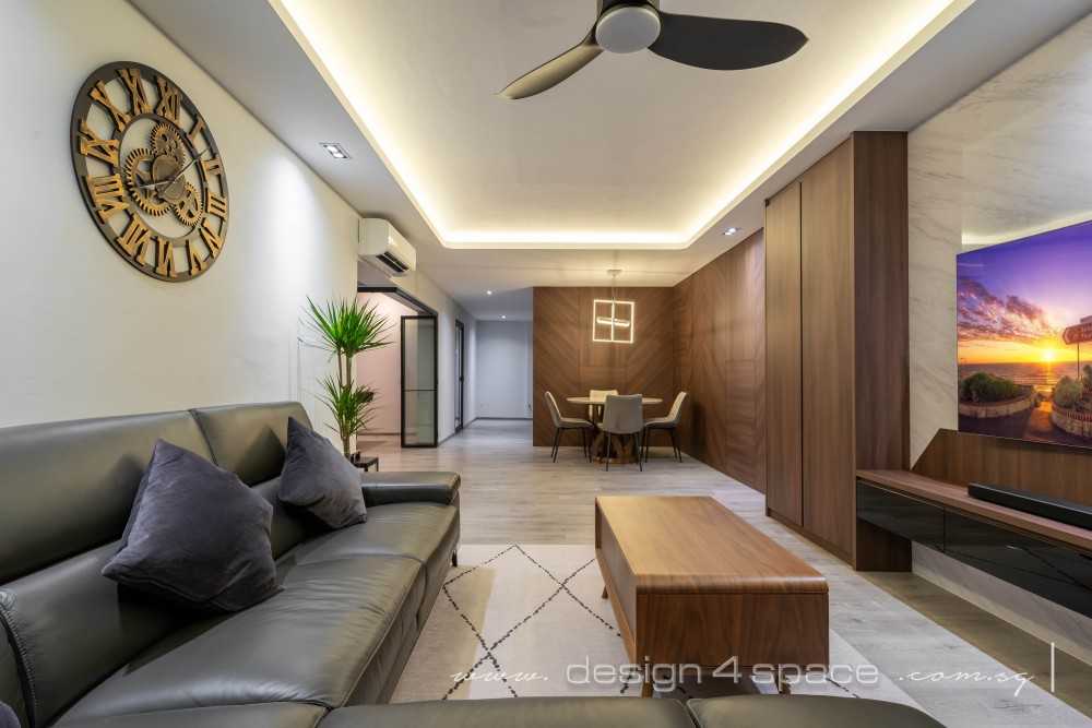 Modern Living Room with Marble Floor and TV Console