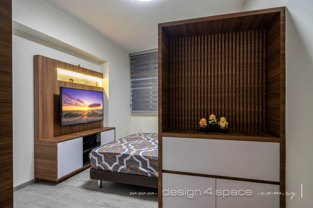 Modern Bedroom with Vinyl Flooring and TV Console