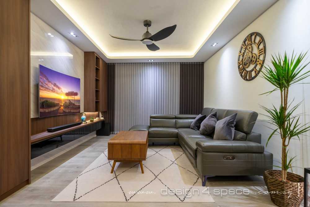 Modern Living Room with Vinyl Flooring and TV Console