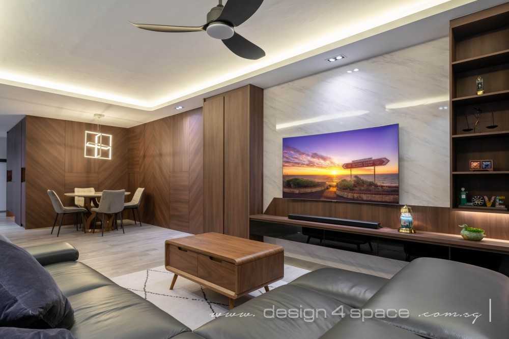Modern Living Room with TV Console and Feature Wall