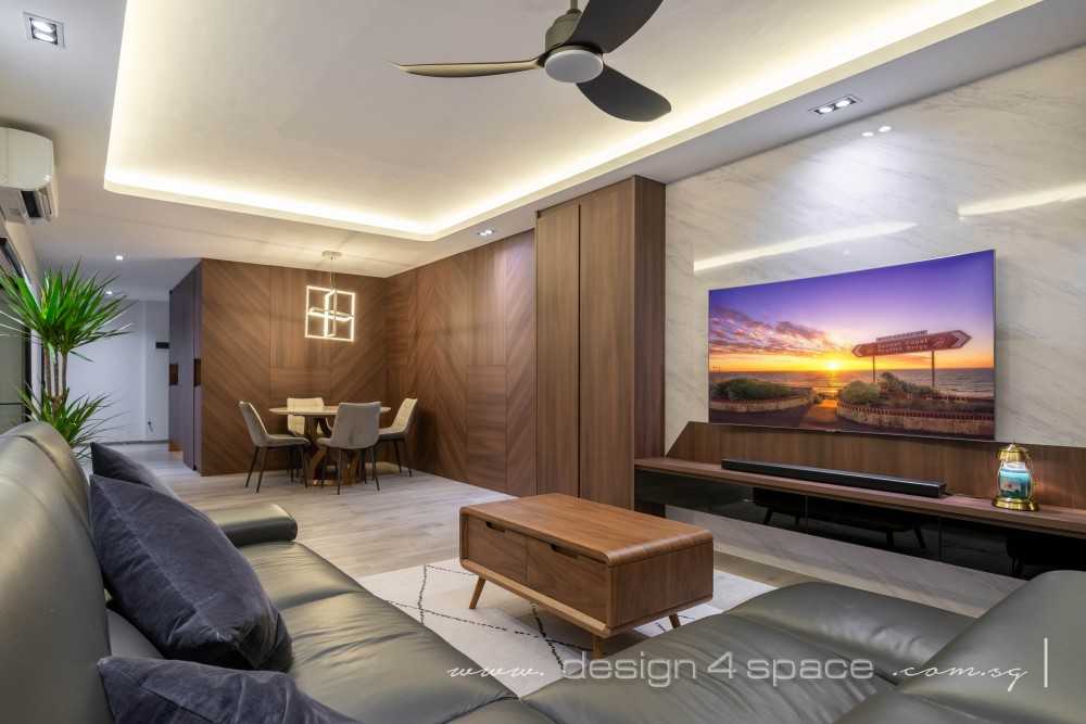 Modern Living Room with TV Console and Feature Wall