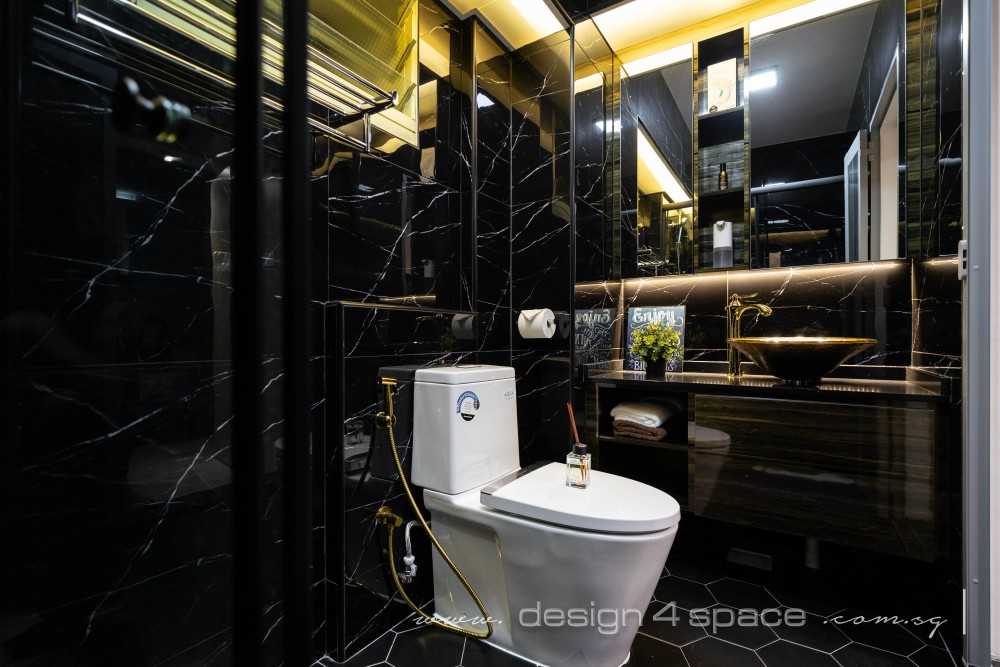 Modern Bathroom with Homogeneous Tiles and Mirror
